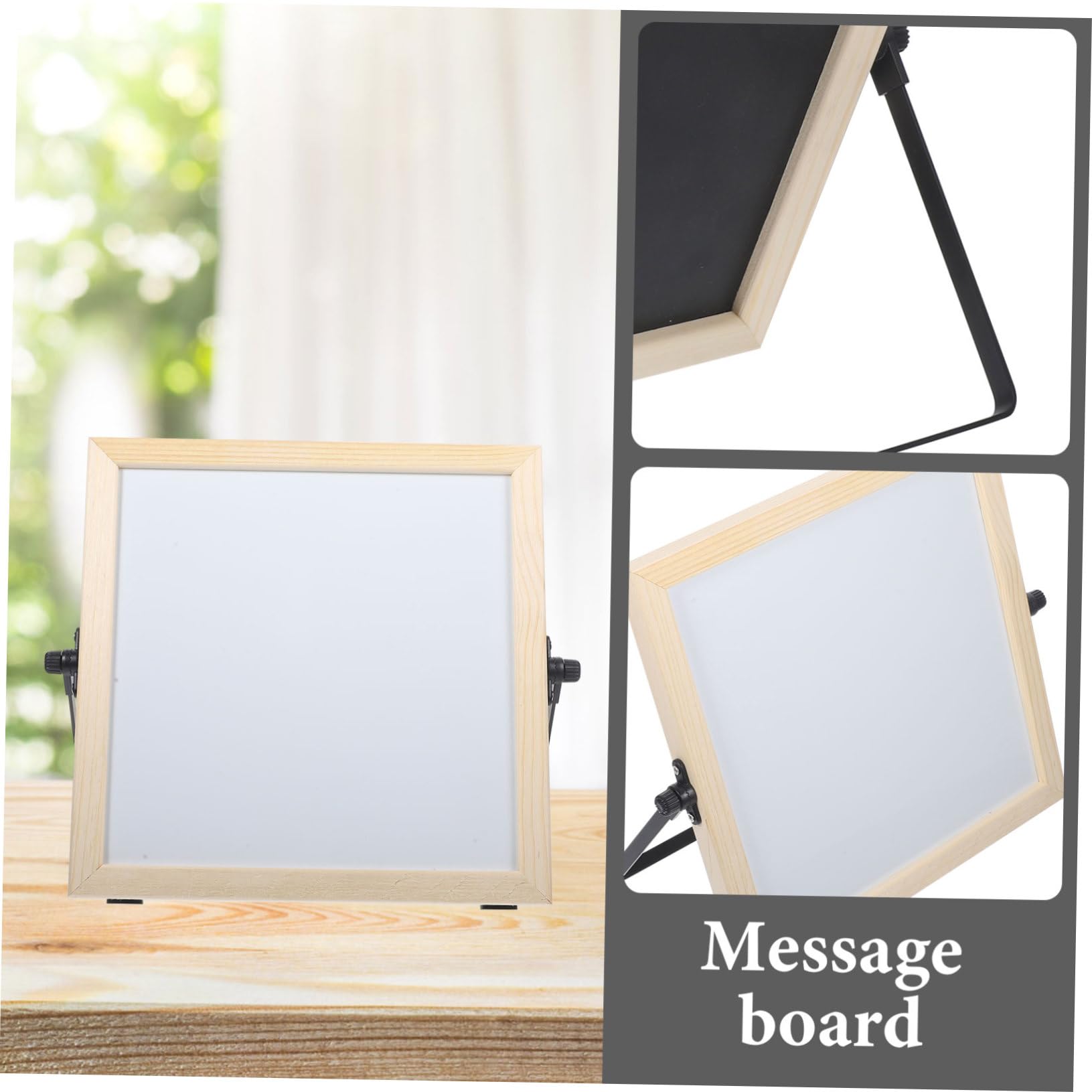 Tableau Blanc Magnétique de Bureau Double Face 1 PC en Cadre Bois Foncé