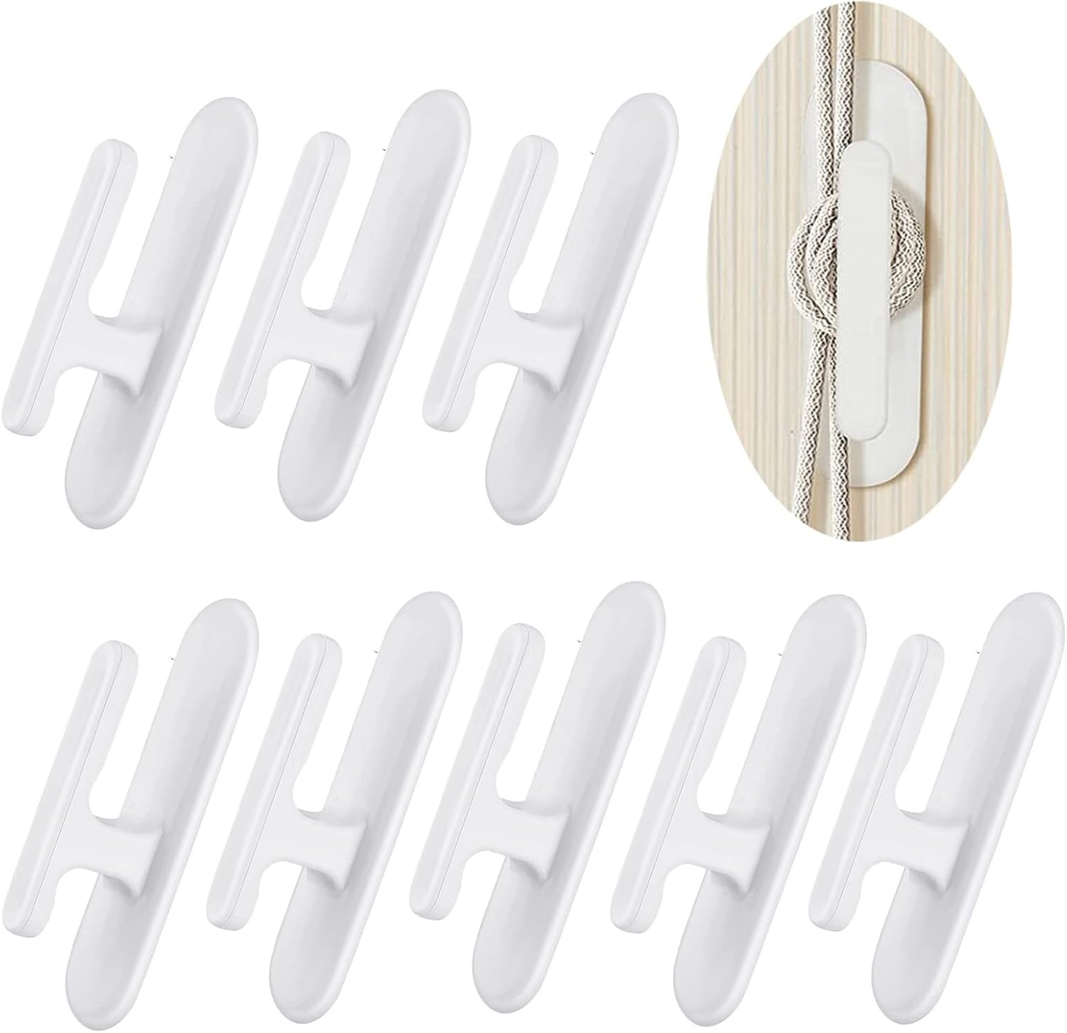 Petyoung 8pcs Curtain Holdbacks SelfAdhesive Wall Mounted