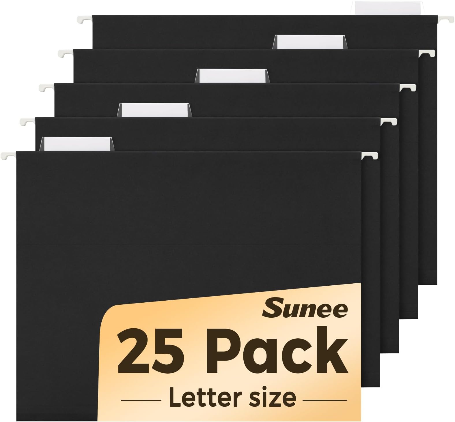 25 Pack Hanging File Folders, Black Folders, Hanging File Folders Letter Size with 1/5-cut Tabs, Stay Organized for Your Home and Office Bulk File and Documents
