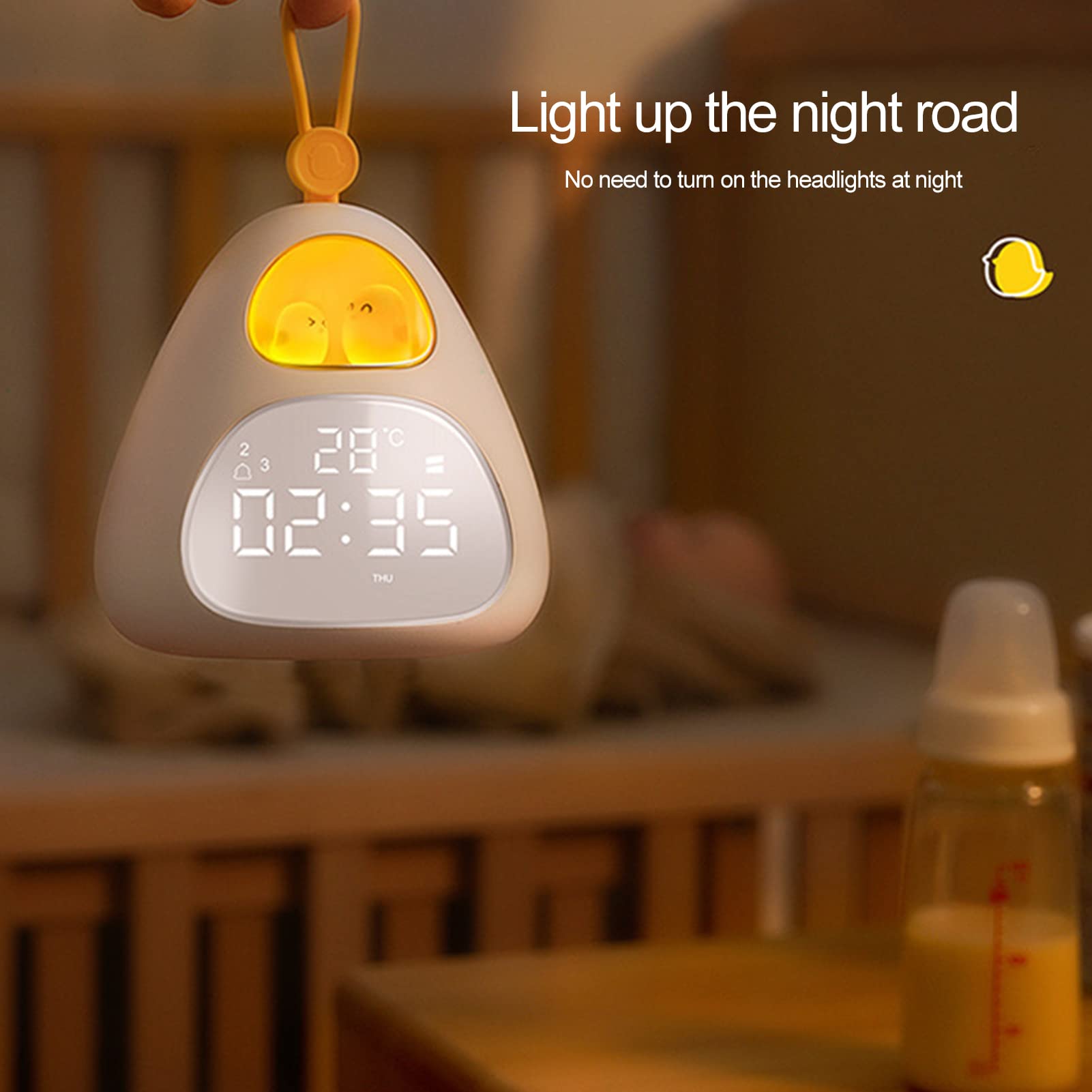 Luz de noche con carga USB para el Día de San Valentín, luz de noche de atenuación de dormitorio de iluminación suave portátil DIY con reloj despertador para niños