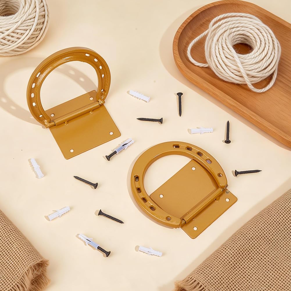 BENECREAT - 2 anillos de corbata de caballo, anillo de fijación resistente en forma de cruz de hierro para caballos, entrenamiento en forma de herradura, para carruajes y pastos al aire libre — view 4