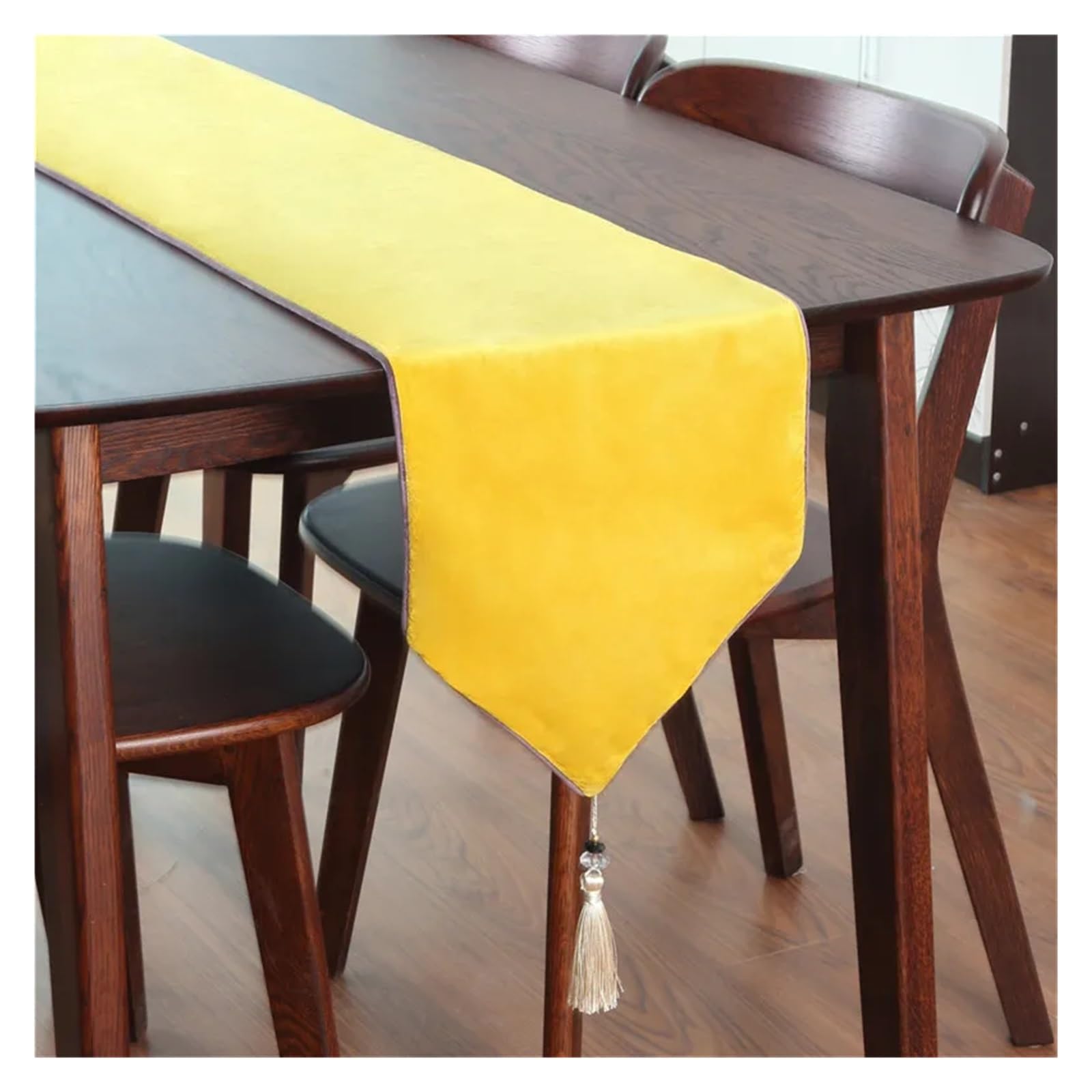 Runner da tavolo con nappe for cene, feste di nozze, torte natalizie, decorazione floreale morbida for tovaglia(Yellow,33cm x 210cm)