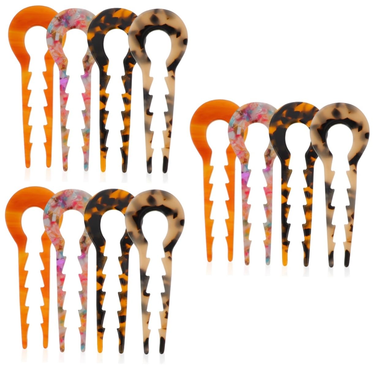 FRCOLOR 3er-set Stilvolle Acetat-haarnadel Pferdeschwanzhalter U-förmiger Haarstab Für Damen-haarknoten Haar-accessoires 4 Stück X 3
