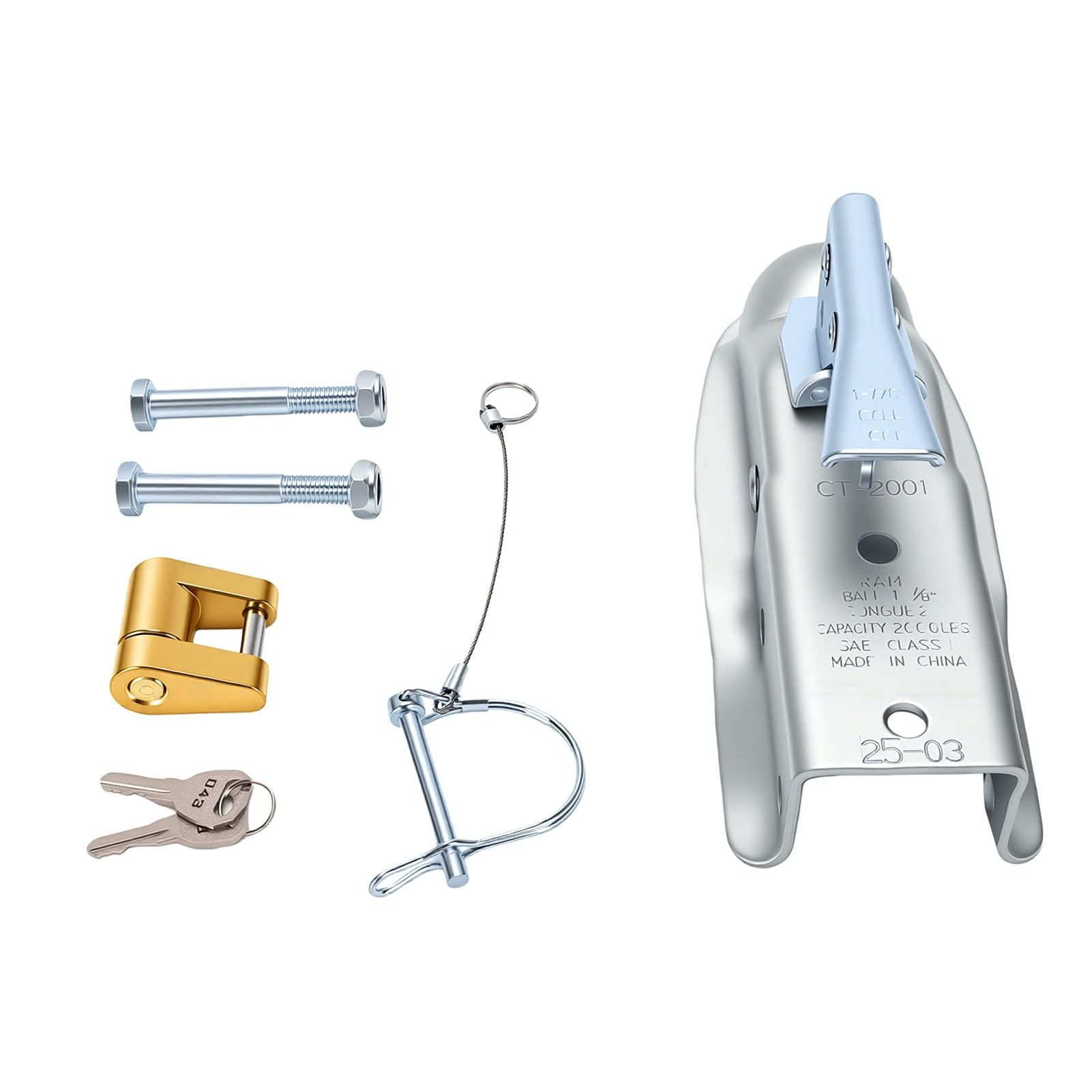 Cocoarm Attelage de Remorque, Coupleur de Flèche 907 Kg, Acier Zingué