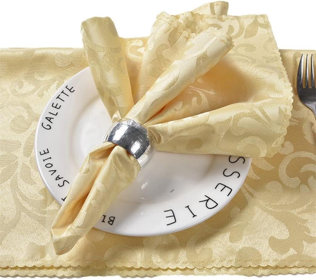 12PCS Printed Napkins Dish Mat Dinner Cloth Golden Bib for Hotel Party Restaurant Banquet Table Decoration(White-Dinosaur Doodle4)