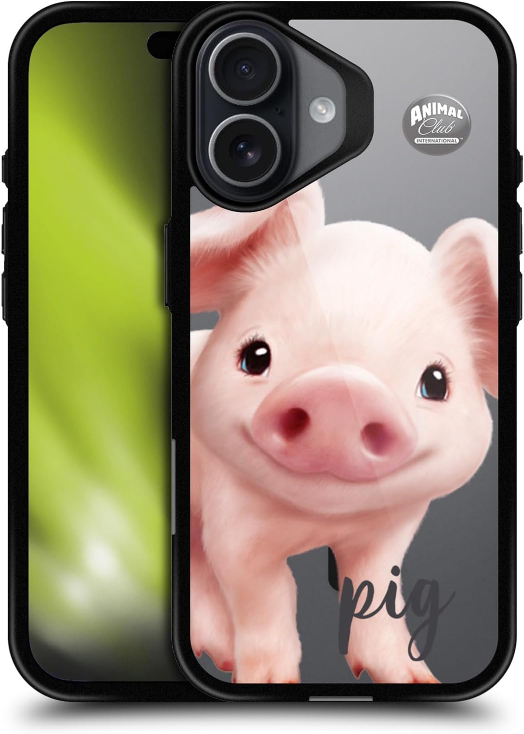 Head Case Designs Officially Licensed Animal Club International Pig Icons Black Shockproof Bumper Case [Military Grade Protection] Compatible with and Compatible with MagSafe Apple iPhone 17