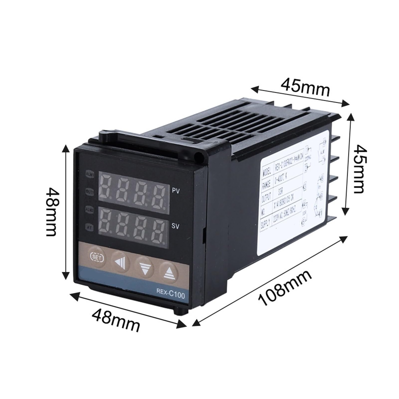 1 x 220 V Cyfrowy przemysłowy regulator temperatury PID RKC z przekaźnikiem REX-C100-C400-C700-C900 i wyjściem przekaźnikowym SSR dla termostatu (REX-C410MAN)