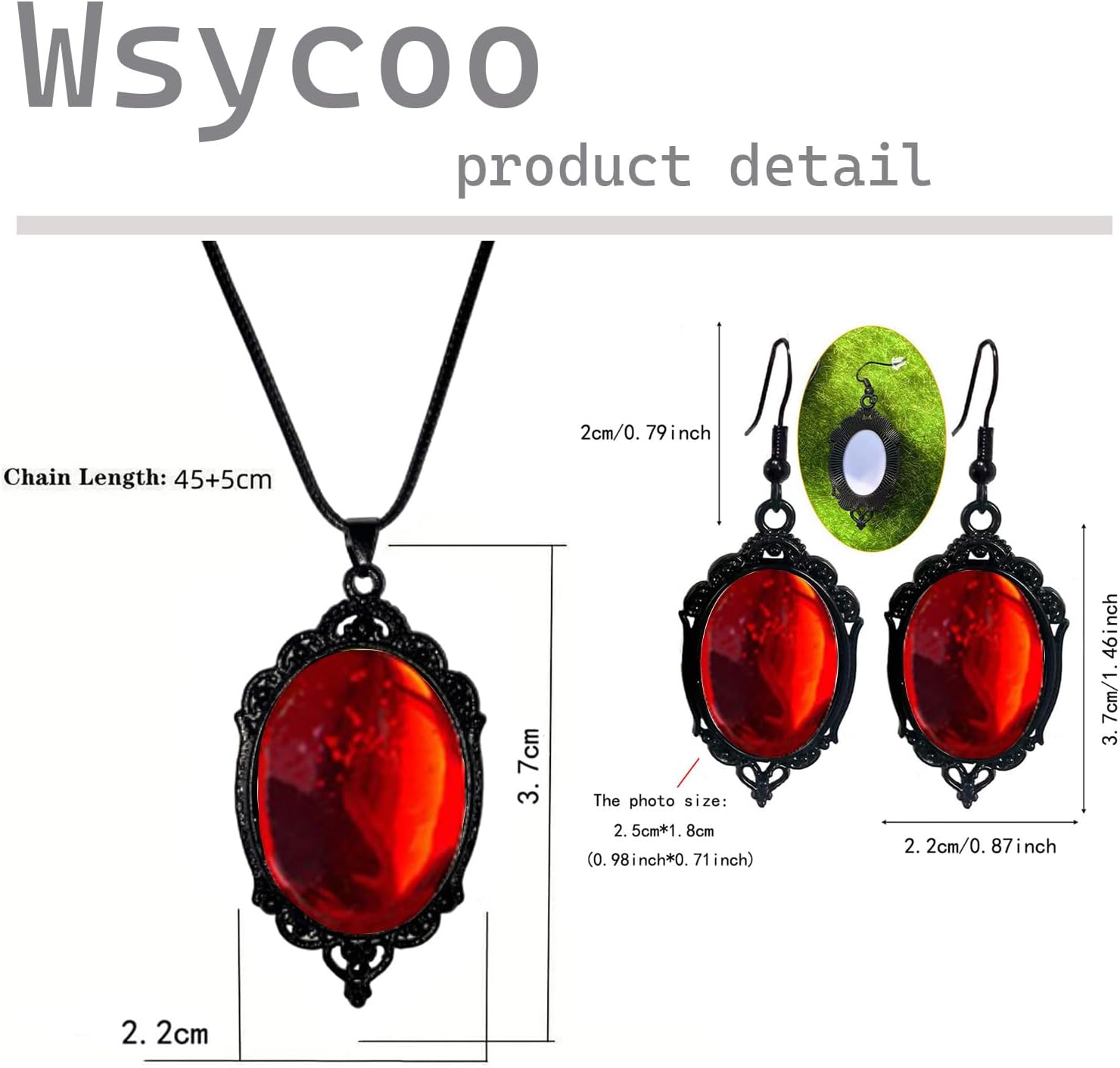 Halloween Jewelry Set Gothic Stardust Crystal Cameo Earrings Vintage Crystal Gem Necklace Punk Style Victorian Vampire Accessories Satan Demon Halloween Costume Accessories Gothic Jewelry - Image 6