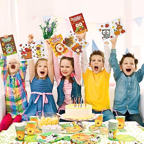 Image of 24Pcs Animal Theme Coloring Books for Kids Bulk Fall Mini Coloring Booklet Autumn DIY Art Drawing Book with Squirrel Hedgehog for Toddlers Halloween Thanksgiving Birthday Party Favor Goodie Bag Filler