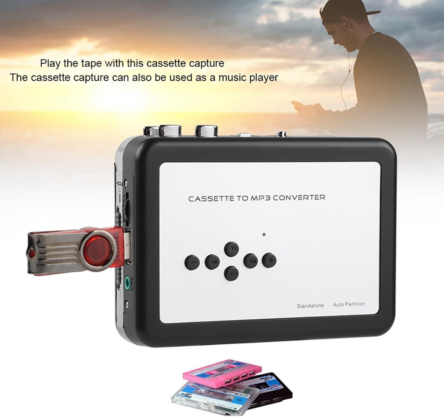 USB Cassette Portable Cassette Tape to MP3 Converter USB Flash Drive Audio Music Player