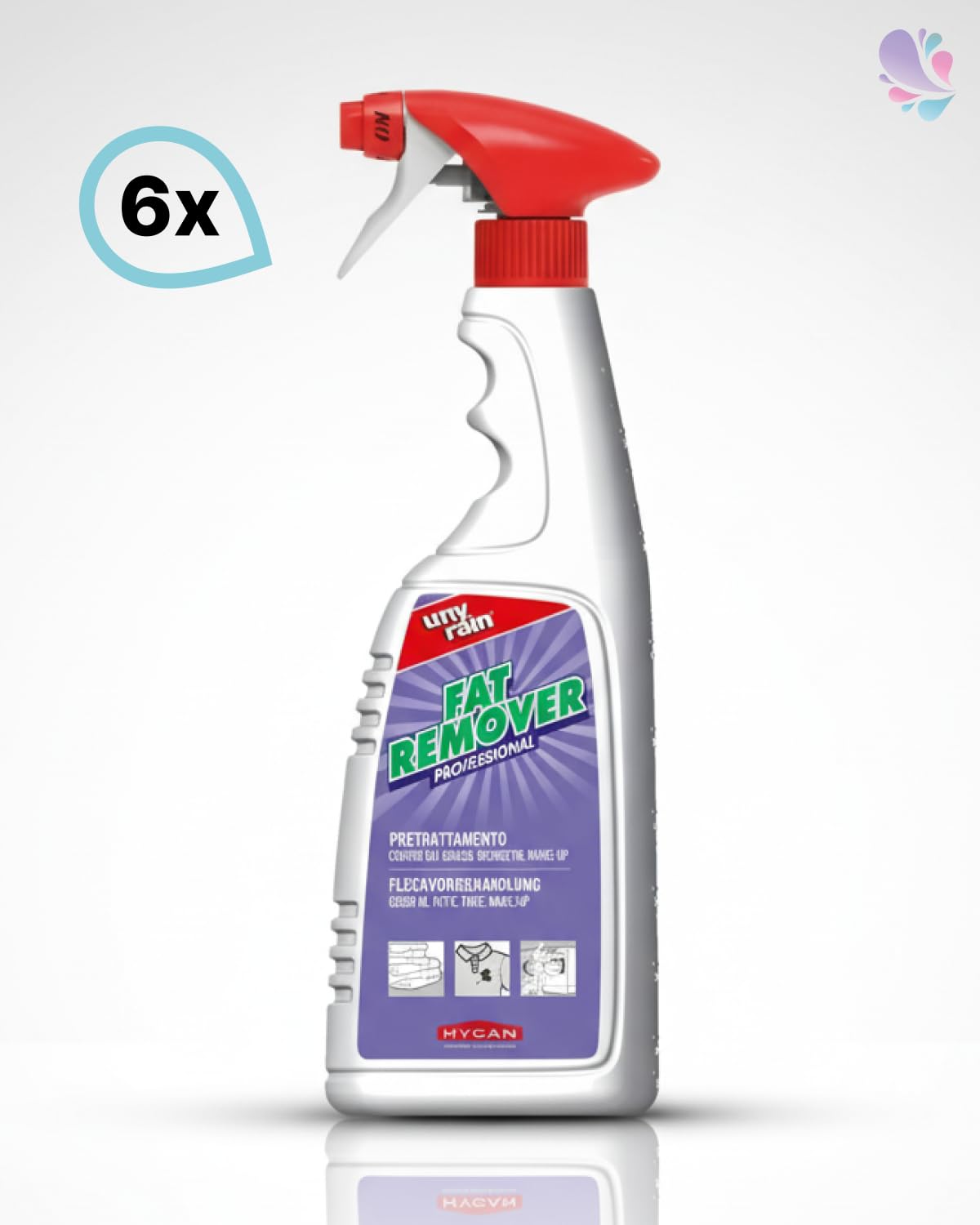 Profi Fleckenvorbehandlung 6x750 ml, Textilien & Arbeitskleidung | Gebrauchsfertig gg. Fett-, Öl-, Tinten- & Make-up-Flecken, hohe Fettlösekraft, 6x750 ml Sprühflaschen