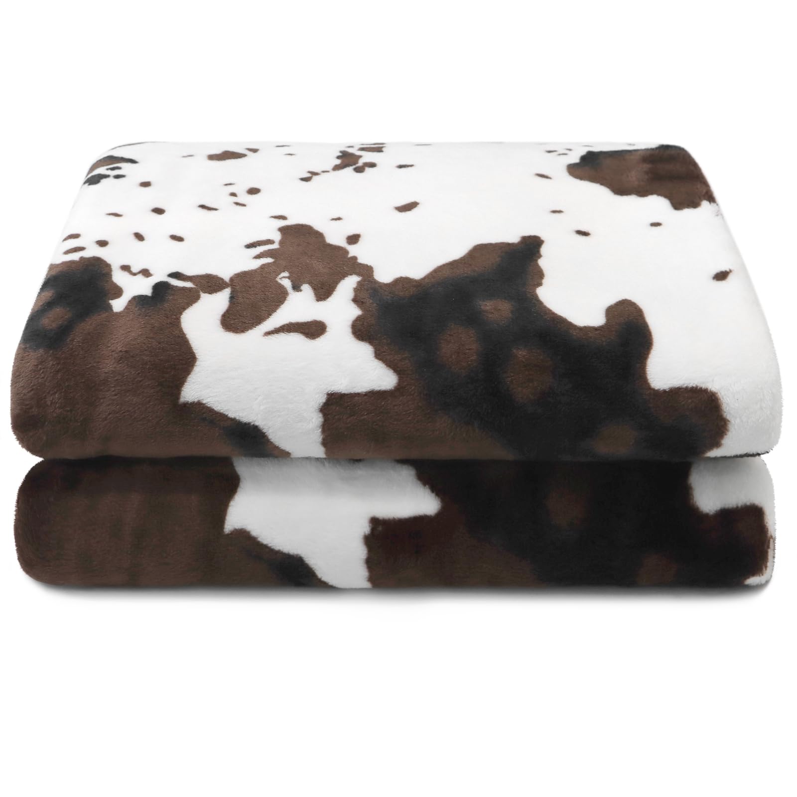 SEEGU Cow Print Blanket Animal Brown Black Milky White Throw Blankets,Cow Print Blanket for Kids Adults Soft Cow Blankets and Throws Cowhide Decor for Couch Sofa Bed 40"×50"
