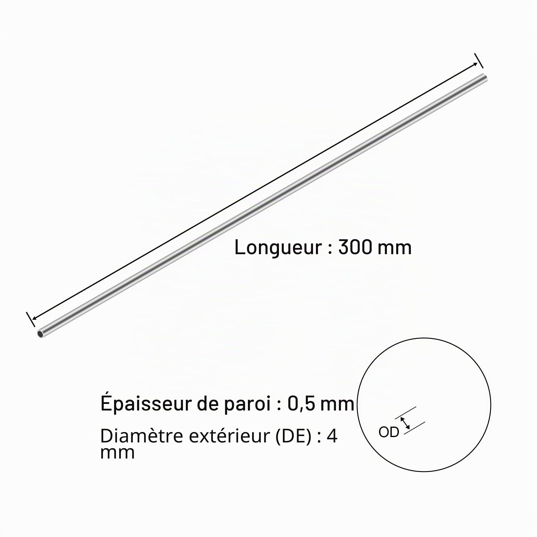 Tubes Ronds En Acier Inoxydable 304 Sans Soudure 4mm OD 0,5mm Épaisseur de Paroi 300mm Longueur Acier Inoxydable Tuyau Tube 3 Pièces