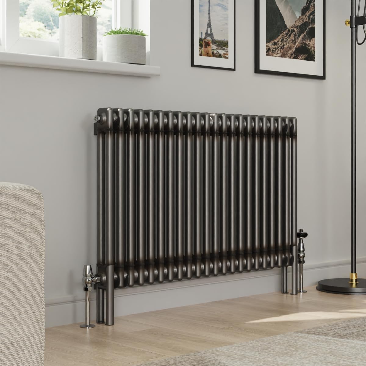 Warmehaus 600x1010mm Raw Metal Traditional Horizontal Radiator Double Column Cast Iron Style Panel Radiator Central Heating