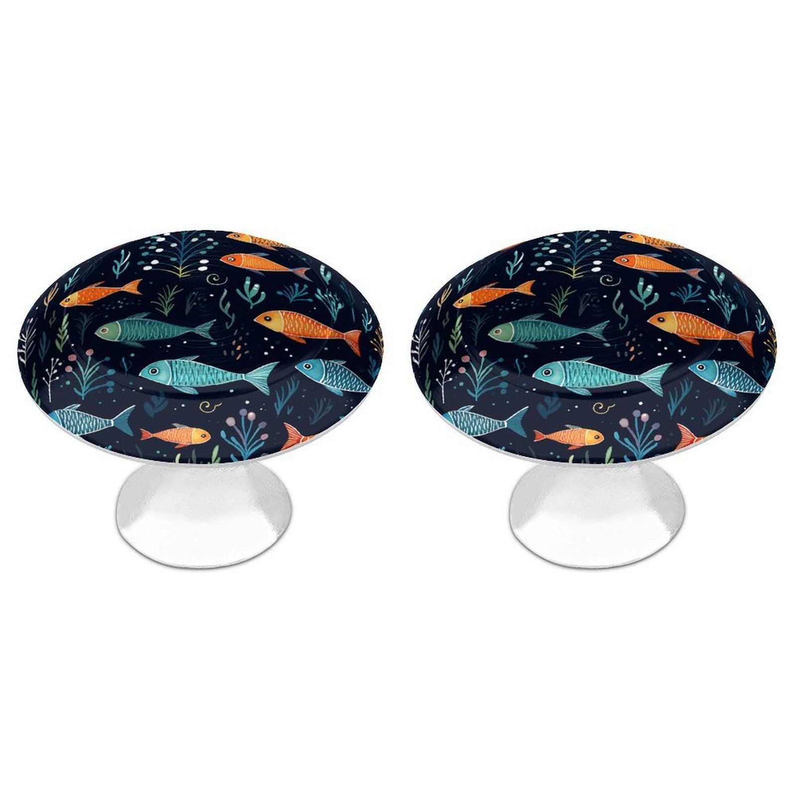 Btcowzrv Style Small Fish Pattern 2 Pack Cabinet Knobs Drawer Pulls