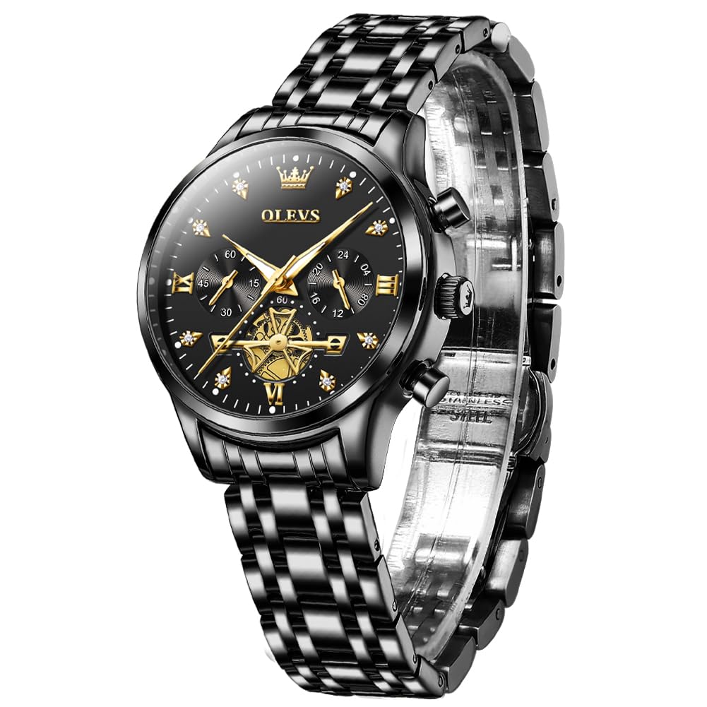 OLEVSWomen Watches Luxury Diamond Wrist Watches for Women Gold and Silver Stainless Steel Waterproof with Date Quartz Ladies Watch