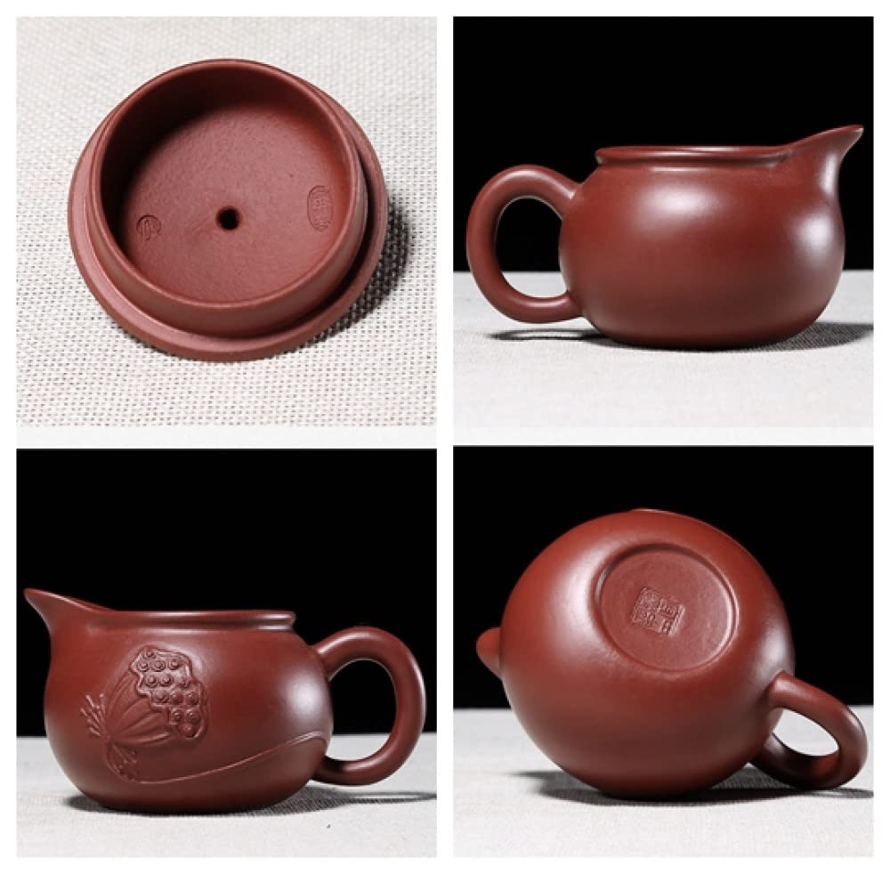 Ceramiczny zestaw do herbaty - chiński zestaw do herbaty Yixing Zisha Fioletowy czajniczek Xishi z dzbankiem do herbaty, 4 filiżanki i pudełko dla taty, dziadka, męża i miłośników herbaty