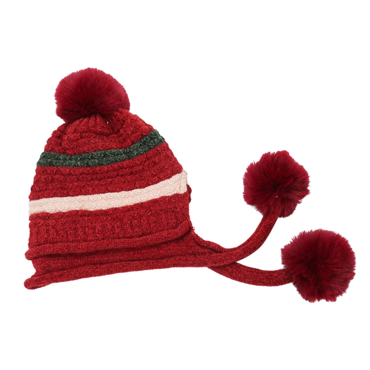 GALPADA 3piezas Gorro De Lana Para Mujer Pompones Diseño Cálido y Cómodo Gorro De Esquí Unisex Para Actividades Al Aire Invierno Rojo