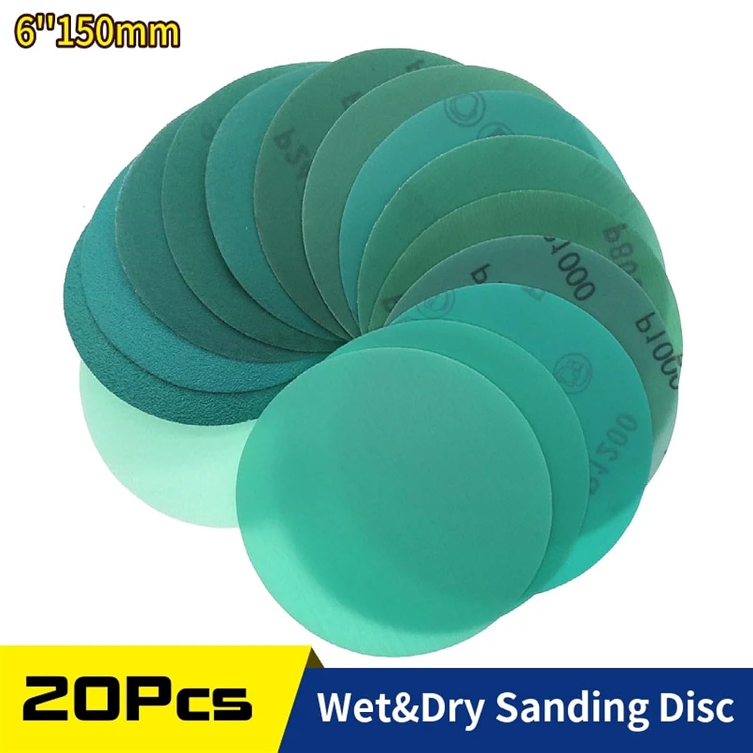 Hook Loop Sanding Discs 6 Inch Film 150mm Sandpaper 60-2000 Grits 20Pcs/Set(120)