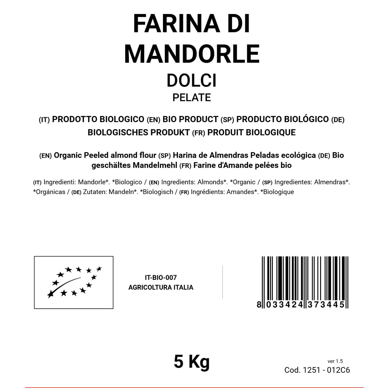 Bongiovanni Farine E Bonta' Naturali Farina di Mandorle Pelate 5Kg BIO