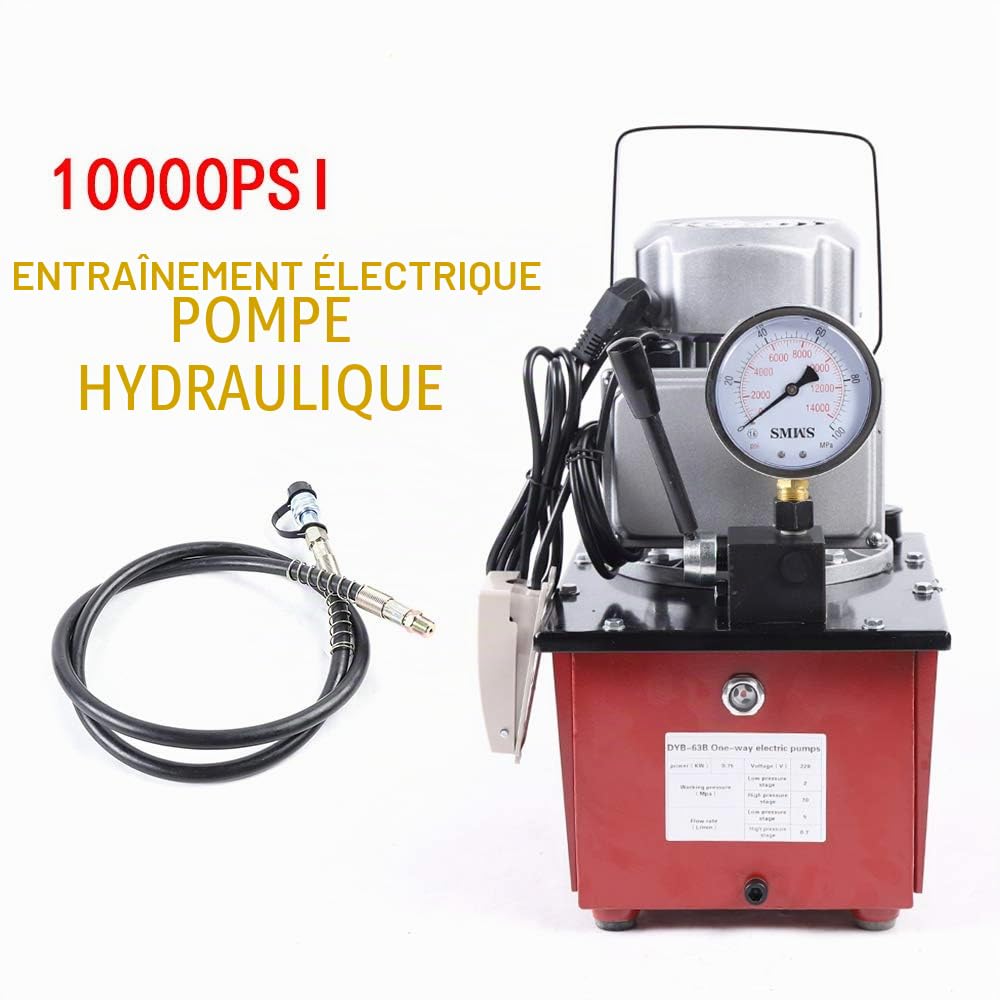 Pompe hydraulique électrique 750 W avec valve manuelle (rouge)