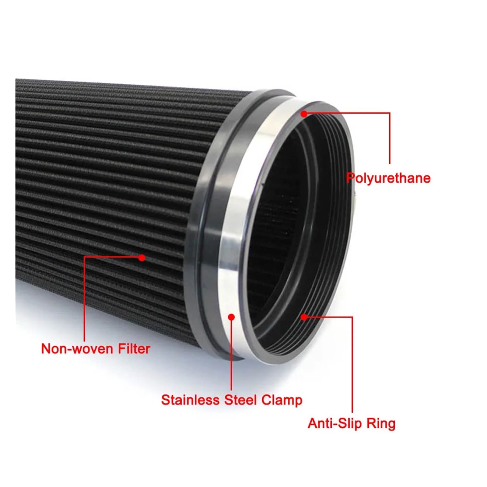 Cono de filtro de entrada de aire frío lavable 150 mm 6 pulgadas(6inch Red)