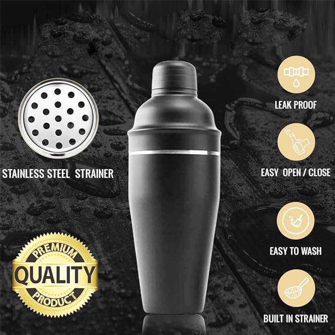 Set de coctelera de acero inoxidable 7 piezas negro mate miniatura 4