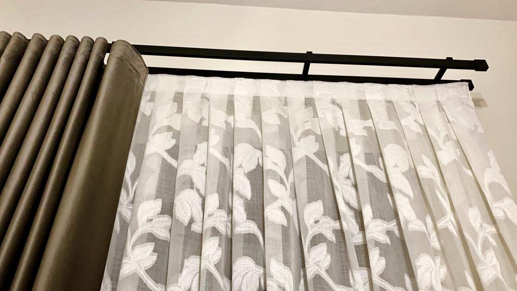 Globalcorporation Bastone Per Tenda Nero Minimal a Soffitto e Parete Doppio o Singolo Bastoni Moderni Binari da tende Scorritenda Riloga Zineffa Tendaggi Alluminio kit(140 Centimetri A Parete,NERO)