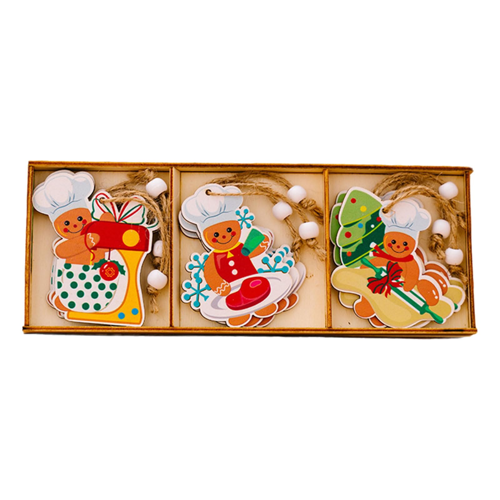 Kalttoy Type A Wood Gingerbreads Hanging Ornament Set Perfect For Christmas Tree And Holiday Decorations Sturdy Wood Hanging
