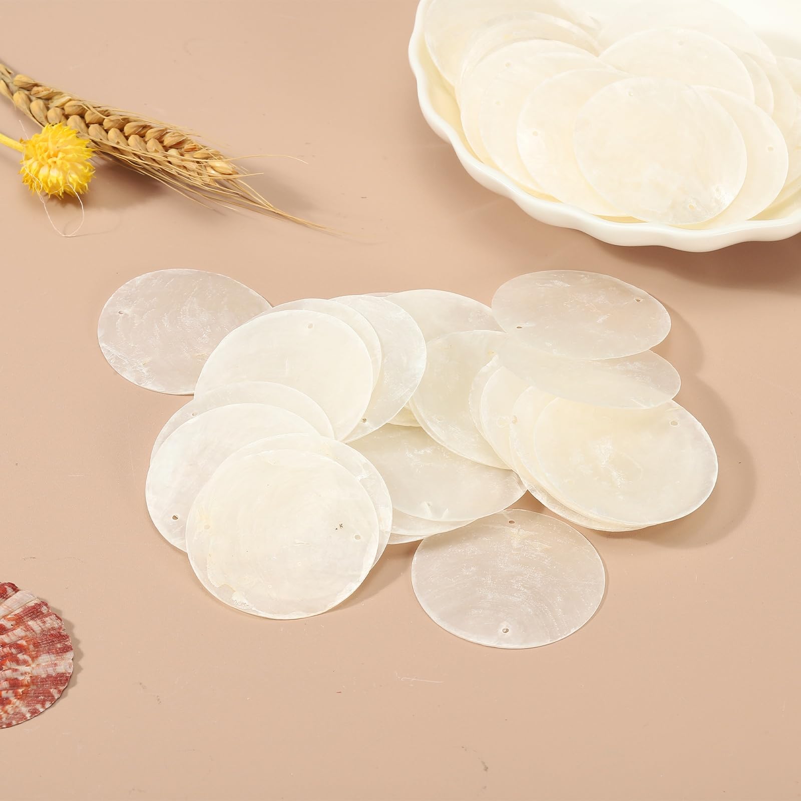 Door Curtains 240Pcs 2 Inch Round Capiz Shells With 2 Holes Round ...