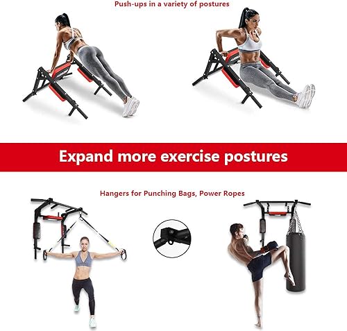 Miniatura 2 de BESTHLS Barra de dominadas montada en la pared y estación de inmersión, barra de dominadas resistente para montaje en pared, barra de dominadas