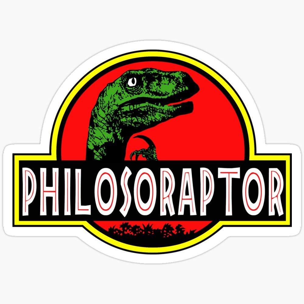 Sticker Vinyl Decal for Cars, Water Bottle, Fridge, Laptop Philosoraptor Meme Funny Velociraptor Dinosaur T Shirt Stickers (3 Pcs/Pack)