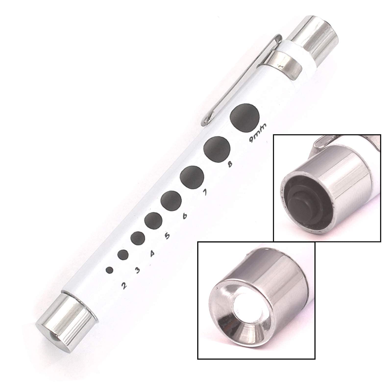 LAJA IMPORTS Reusable LED Diagnostic Penlight with Pupil Gauge for Nurses Doctors with Pocket Clip White Color