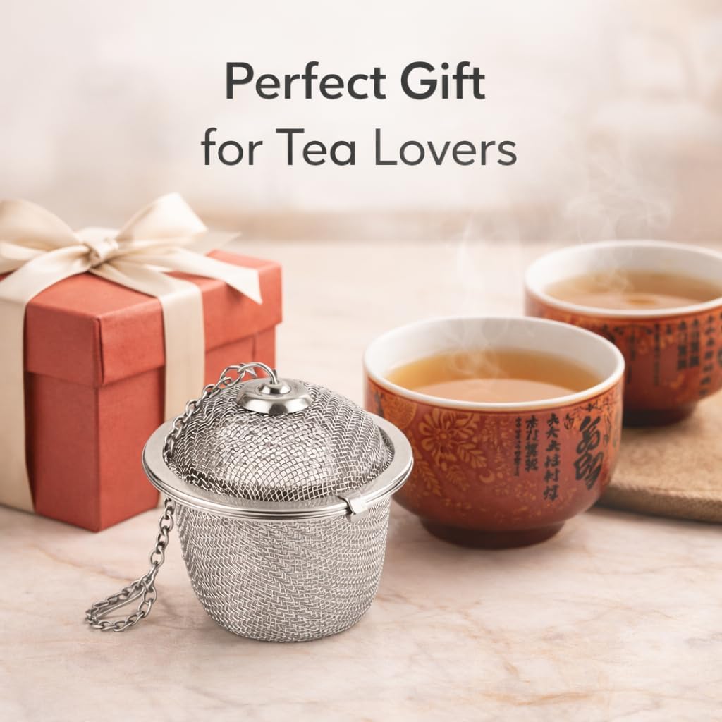 Stainless Steel Tea Infuser Ball for Loose Leaf Tea, Twist Lock Mesh Tea Strainer with Chain, Reusable Fine Mesh Tea Steeper Filter for Tea, Herbs & Spices (Pack of 2)