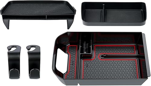 Aupar Accesorios organizadores de consola central actualizados con gancho de asiento caja organizadora de reposabrazos y bandeja de almacenamiento