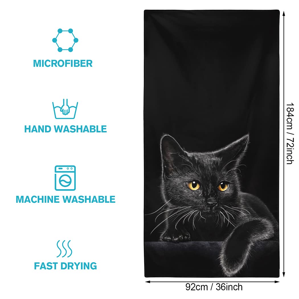 Serviette De Plage Labrador Noir, 3D Chien Grande Serviette De Bain Microfibre, Drap De Plage Séchage Rapide E Anti Sable Pour Piscine Voyage Couverture, 100x200 Cm