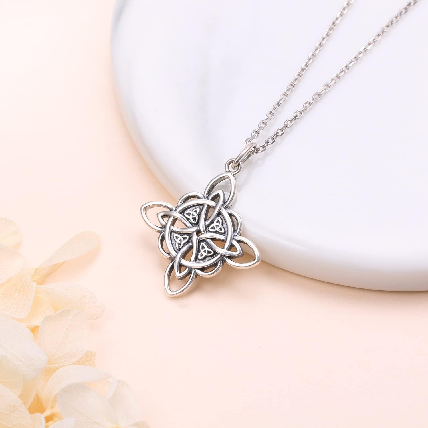 FLYOW 925 Sterling Silver Good Luck Irish Jewelry Celtic Knot Pendant Necklace for Women Birthday Graduation Gift - Image 3