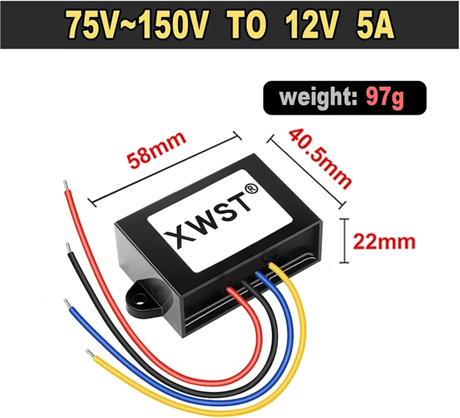 DC DC Isolated Converter 9-150V to 12V 1-10A Voltage Regulator Module 12V24V36V84V96V120V to 12V Buck Power Inverter(5A ABS Plastic L,18-45V-12V)