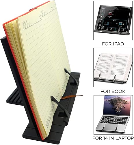 Miniatura 3 de Soporte para libros de escritorio para libros, documentos, portátiles, iPads, libros de cocina, etc. Soporte plegable y portátil para todas las