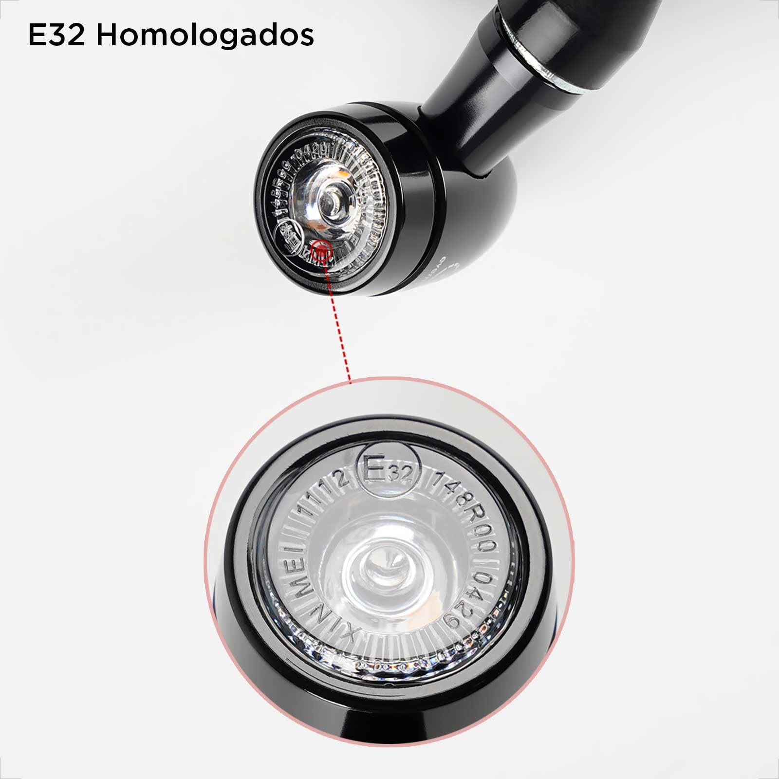 evermotor Universal CNC 12V 2PCS E32 Mini Intermitentes Moto, Homologados Señal de Giro Indicadores de Aluminio IP67 Impermeabilidad E Prueba