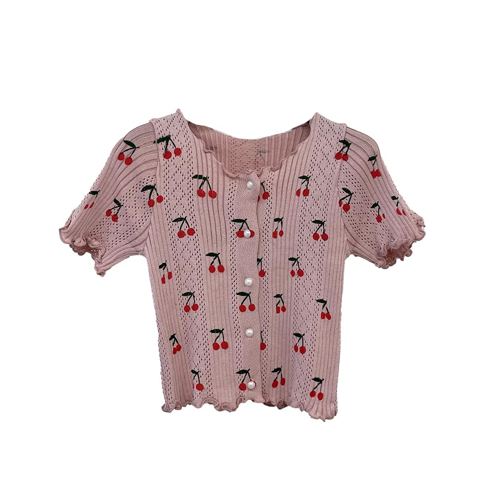 新品さくらんぼ柄　ショート丈カーディガン　白 #M さくらんぼ（カーディガン・ボレロ｜トップス）：レディース