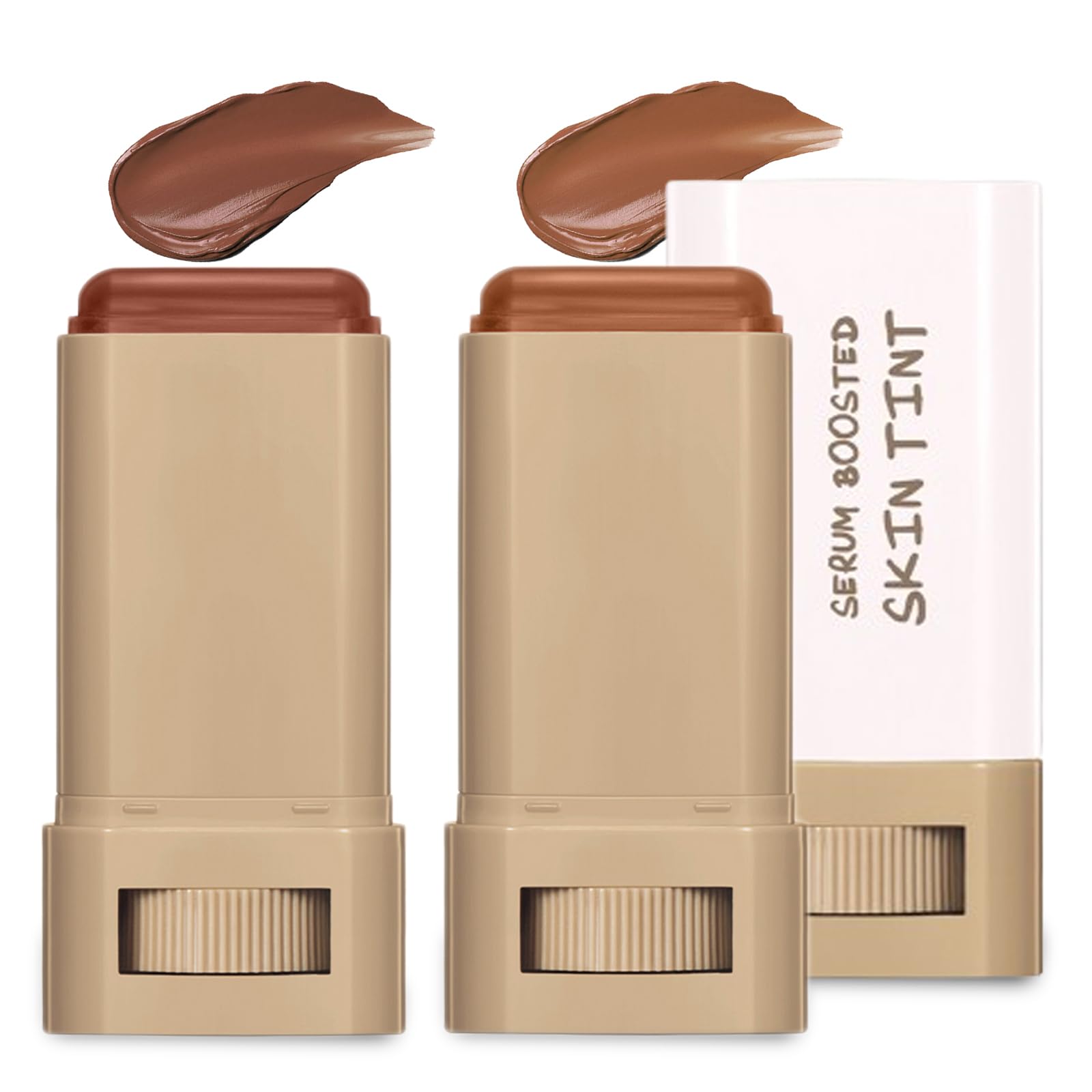 Serum Boosted Skin Tint Balm Stick - Dual Shade Beauty Balm Foundation Lightweight Tinted Moisturizer for Sheer to