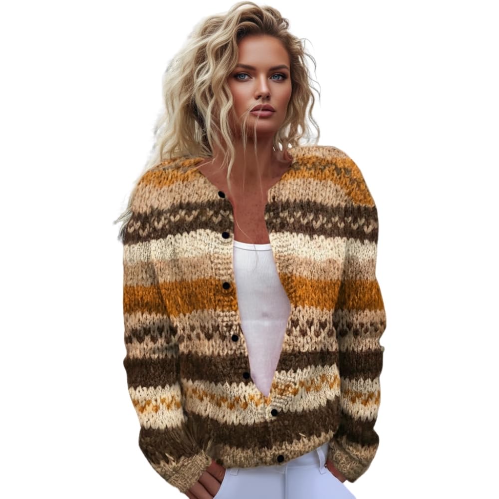 Womens Fall Boho Floral Cardigans Sweaters Winter Casual Button Front Long Sleeve Cozy Oversized Cardigans Coats