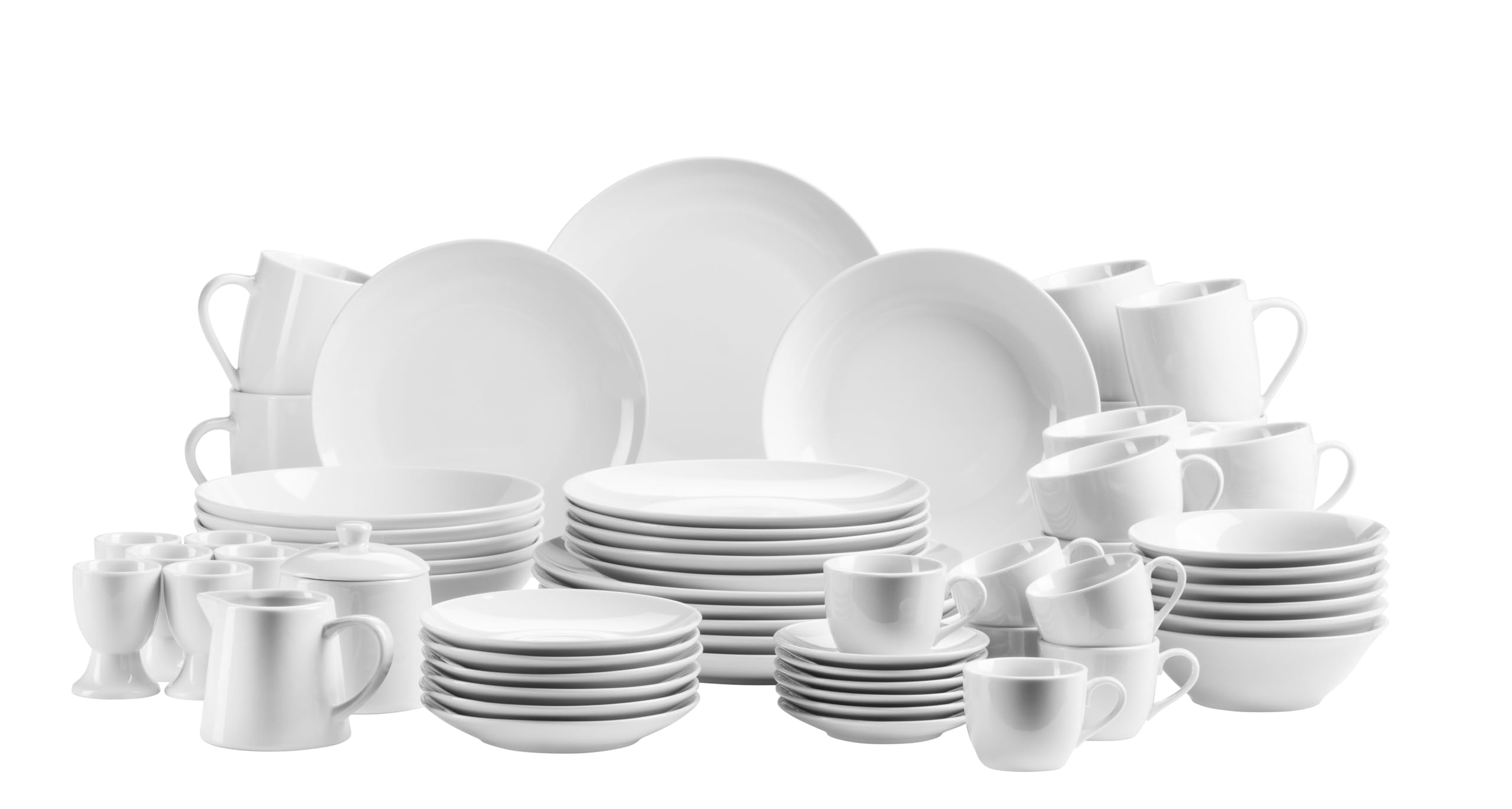 Domestic by Mäser Alesia - Vajilla (62 Piezas, 6 comensales, Porcelana), Color Blanco