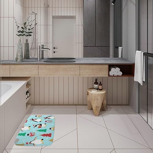 Miniatura 7 de Cute Penguin in Christmas Costume Washable Rug 18X30in Bathroom Toilet Rugs Bath Matts Outside Door Mats Instant Dry Water Proof Anti Slip Patterned
