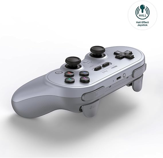 8BitDo Pro 2 Bluetooth Controller for Switch, Hall Effect Joystick Update, Wireless Game Controller for Switch, PC, Android, Steam Deck & Apple Gray