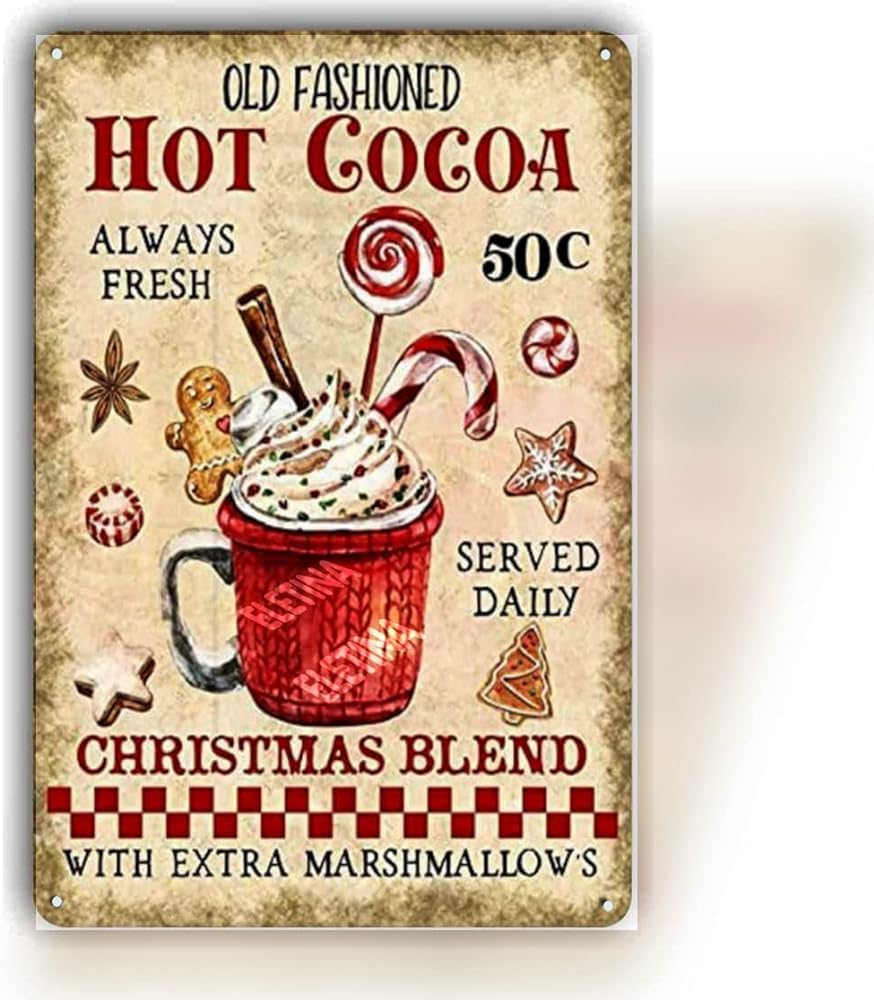 Preeklen Tin Sign 155 Vintage Metal Tin Sign Hot Chocolate Hot Cocoa Metal Sign Interesting And Novel Tin Sign Bar Courtyard Bathroom Wall Decoration 8X12 Inch