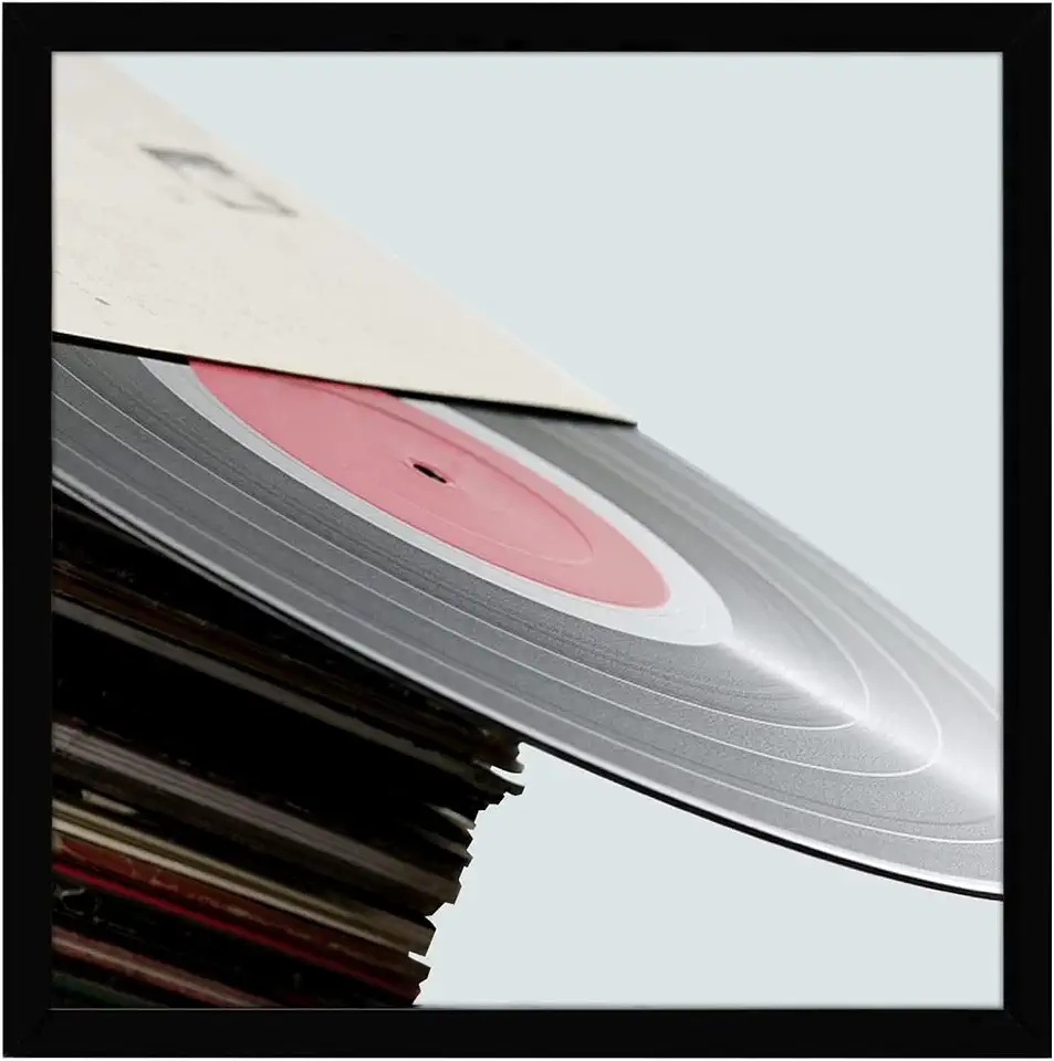 eletecpro Moldura para disco de vinil de 32,5 x 32,5 cm, moldura preta fosca para álbum compatível com LP de 12 x 12 cm e capa, tela de arte de parede leve e resistente para decoração de galeria de