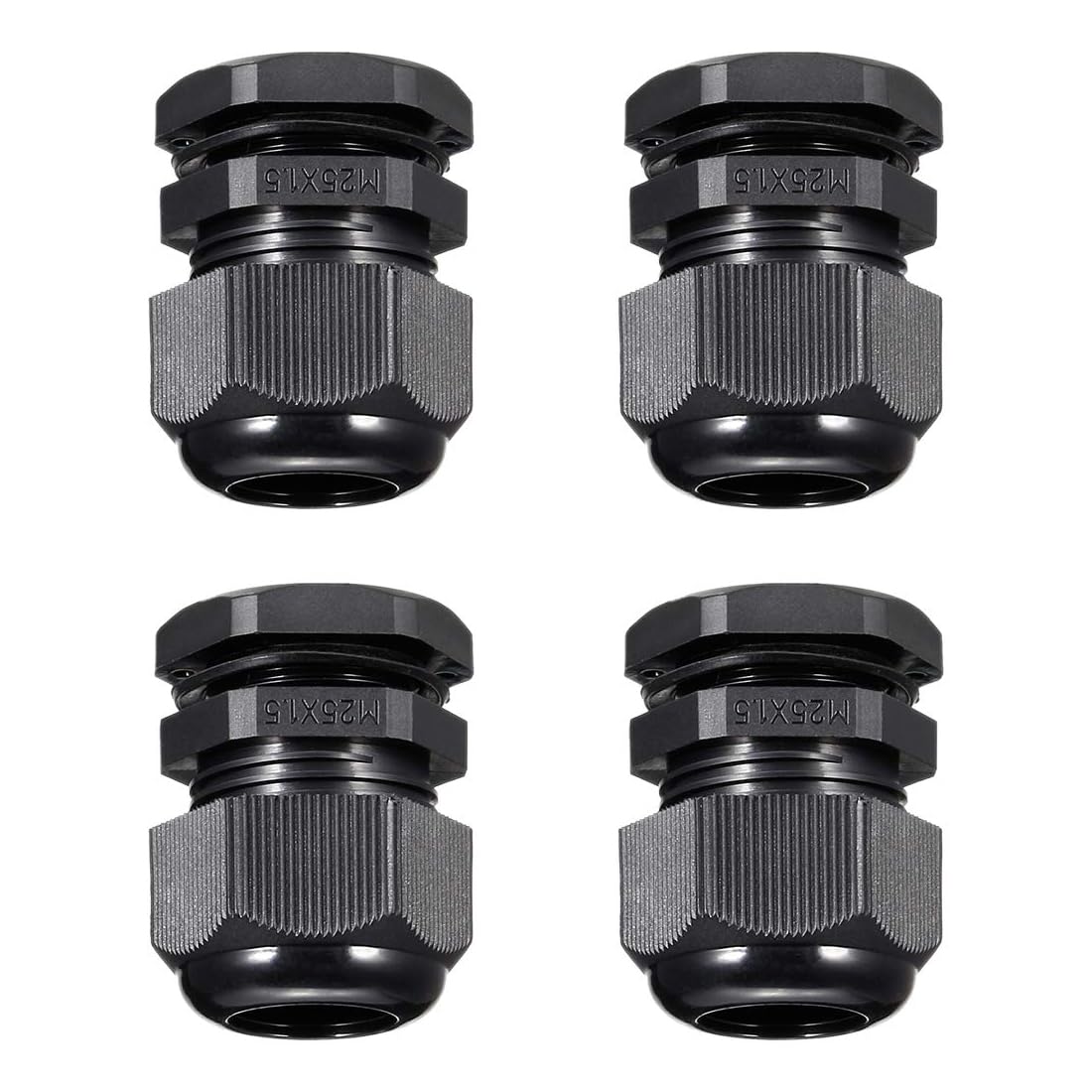 MACHSWON 4Pcs M25 Cable Gland - Durable Threaded Wire Connector with Locknut for 13-18mm Dia Cable Wire, Black