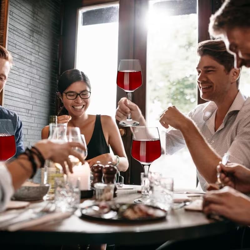 Image of PrimeWorld Wine Glasses Set of 6 - 200ml | Crystal Clear Elegant Stemmed Glassware for Red & White Wine | Perfect for Parties, Dining & Home Use